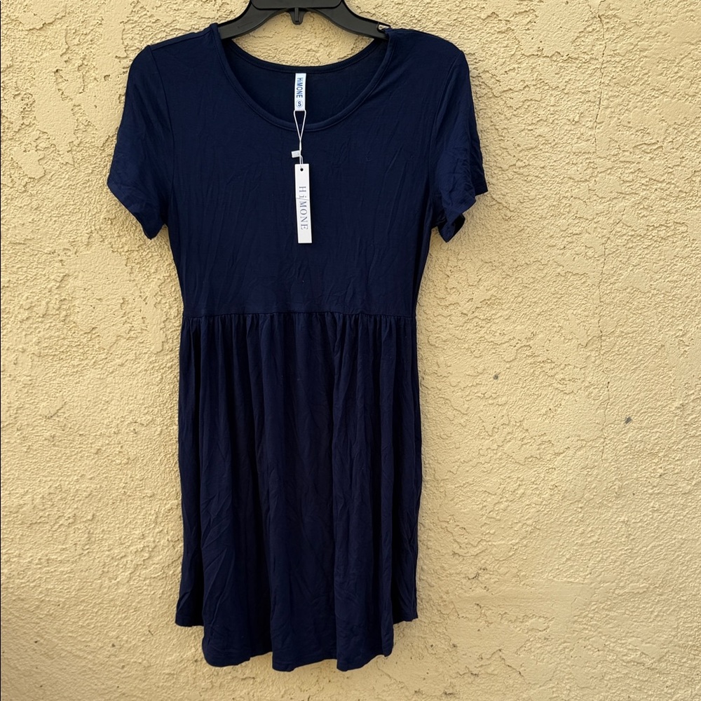 Elegant Navy Blue Short Sleeve Dress